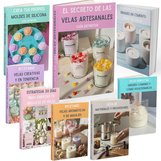 MEGA PACK ARTESANAL: Libro digital Velas, Moldes y envases + 7 Bonos de regalo 🎁